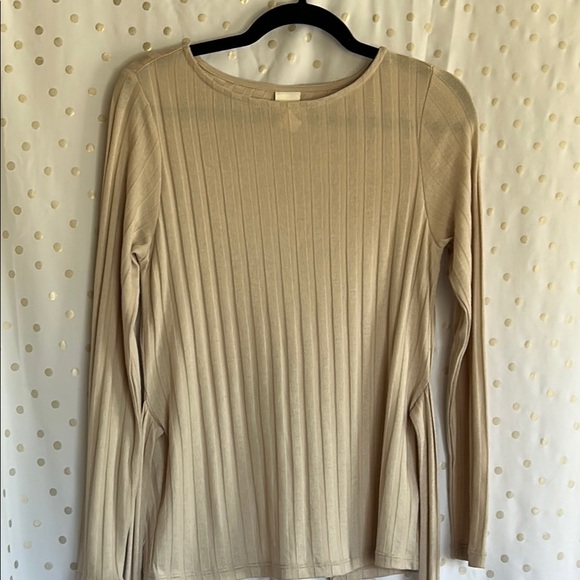 H&M Beige Ribbed Long Sleeve Blouse - Picture 9 of 14